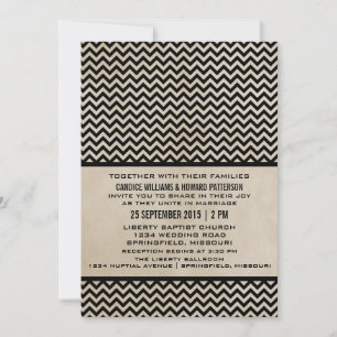 Ebony Chic Chevron Wedding Invite