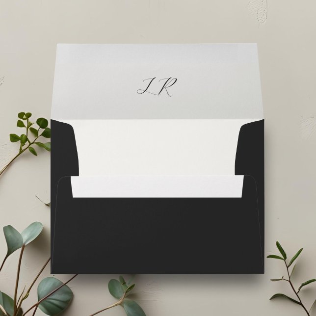 Ebony | Chic Contemporary Couple Initials Wedding  Envelope (Creator Uploaded)