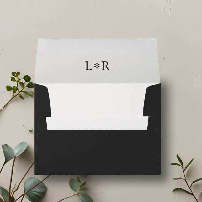 Ebony | Chic Contemporary Couple Monogram Wedding  Envelope (Creator Uploaded)