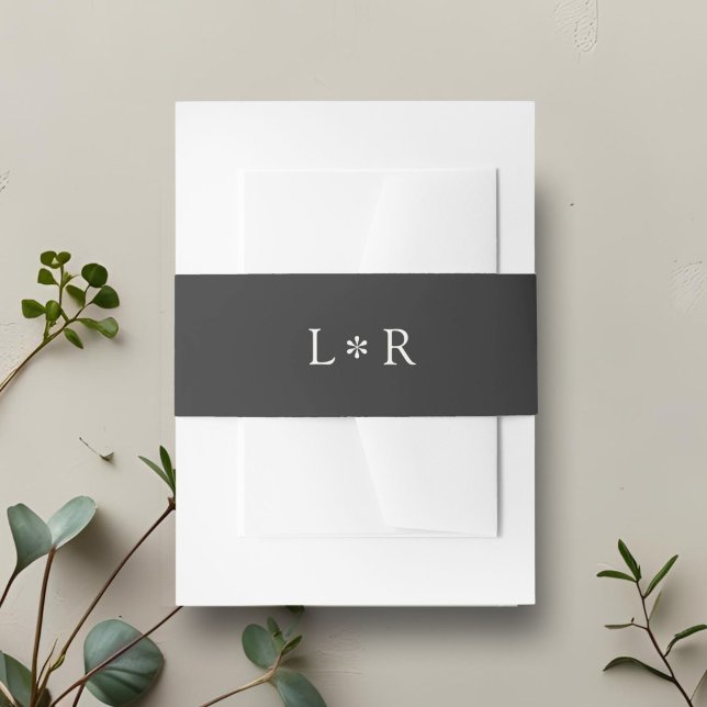 Ebony | Chic Minimal Monogram Wedding Invitation Belly Band (Creator Uploaded)