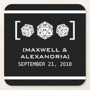 Ebony D20 Dice Gamer Paper Coasters