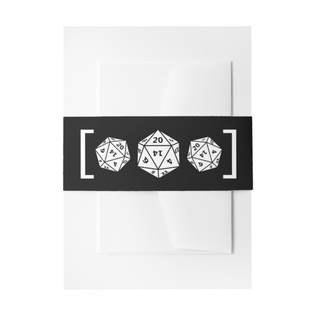 Ebony D20 Dice Gamer Wedding Belly Bands Invitation Belly Band (Front Example)