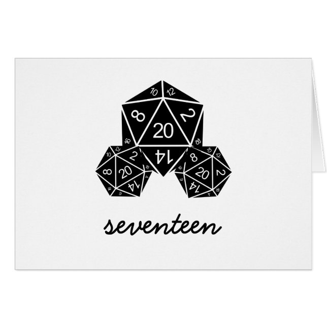 Ebony D20 Dice Table Number Card (Front Horizontal)