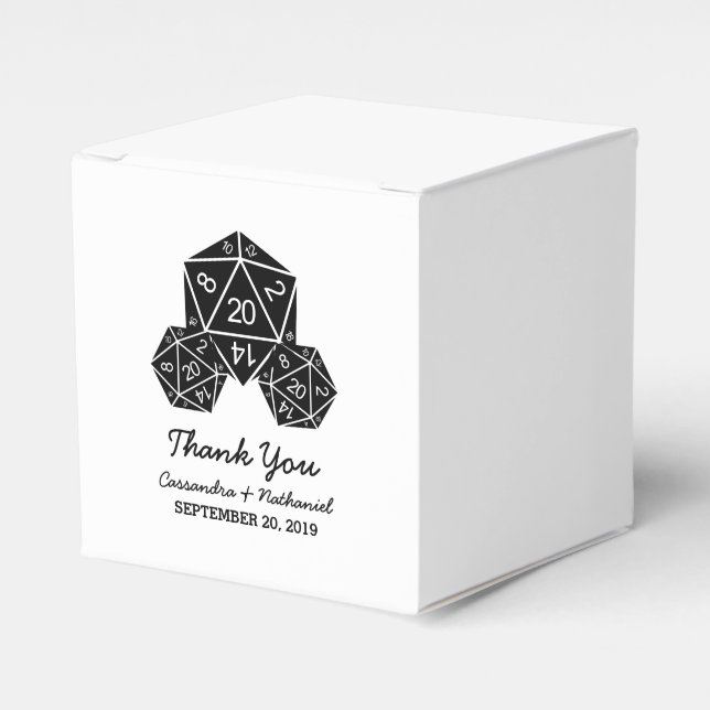 Ebony D20 Dice Wedding Favour Boxes (Front Side)