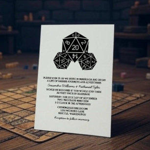 Ebony D20 Dice Wedding Invite