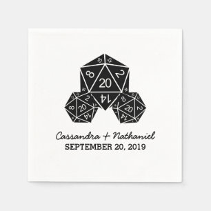 Ebony D20 Dice Wedding Paper Napkins