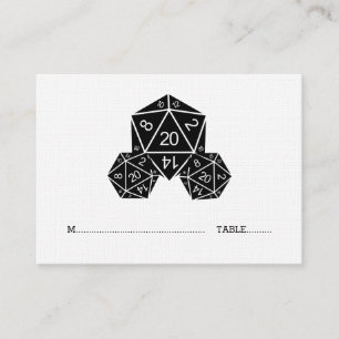 Ebony D20 Dice Wedding Place Card