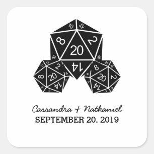 Ebony D20 Dice Wedding Stickers