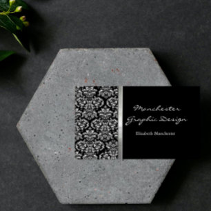 Ebony Damask Ribbon Business Card