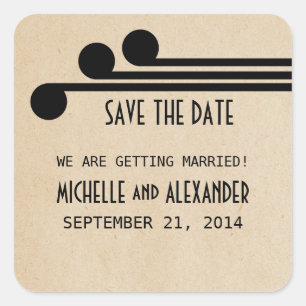 Ebony Deco Chic Save the Date Stickers
