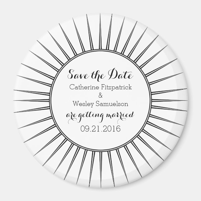 Ebony Deco Retro Save the Date Magnet (Front)