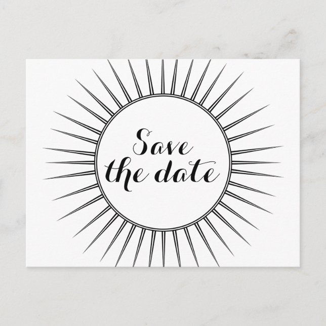 Ebony Deco Retro Save the Date Postcard (Front)