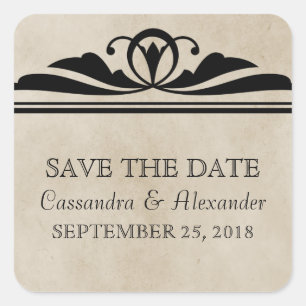Ebony Elegant Deco Save the Date Stickers