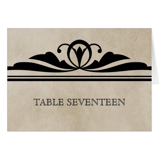 Ebony Elegant Deco Table Number Card (Front Horizontal)