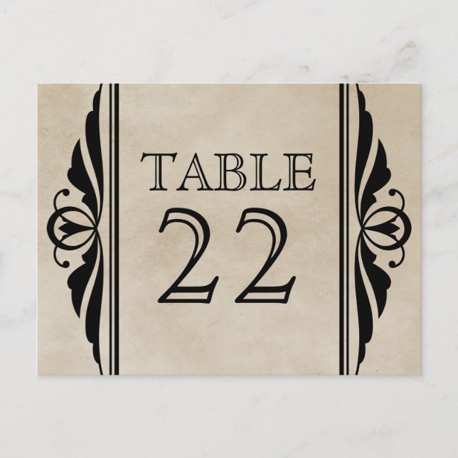Ebony Elegant Deco Table Number Postcard (Front)