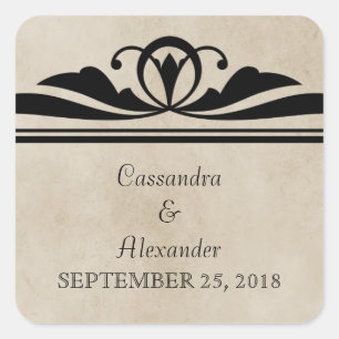 Ebony Elegant Deco Wedding Stickers