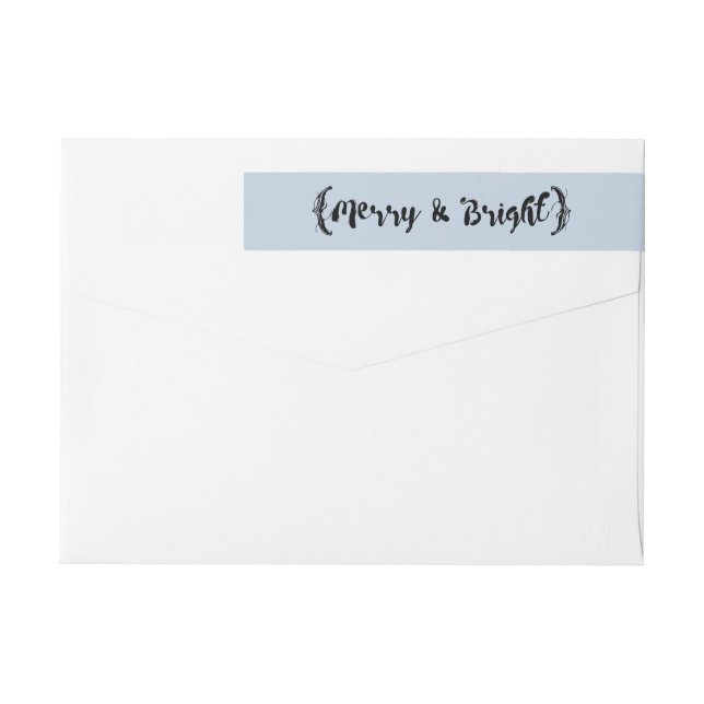 Ebony Elegant Sketched Merry and Bright Holiday Wrap Around Label (Back)