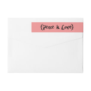 Ebony Elegant Sketched Peace & Love Holiday Wrap Around Label