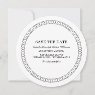 Ebony Encircled Round Save the Date Invite
