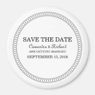 Ebony Encircled Round Save the Date Magnet