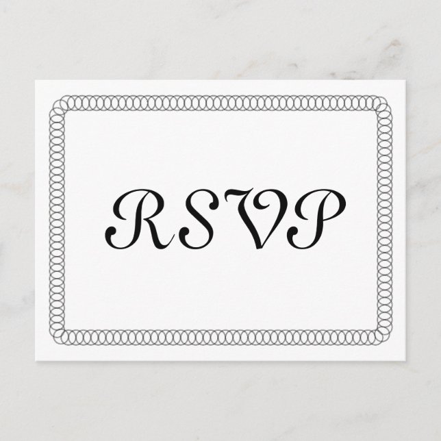 Ebony Encircled Rounded RSVP Postcard (Front)