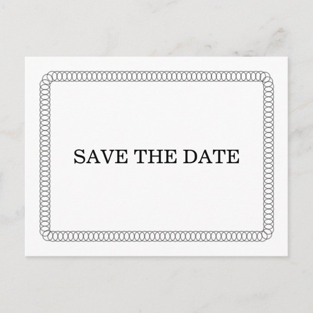 Ebony Encircled Rounded Save the Date Postcard (Front)