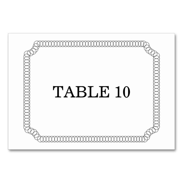 Ebony Encircled Ticket Table Card (Front)