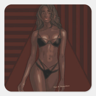 ebony eyes square sticker