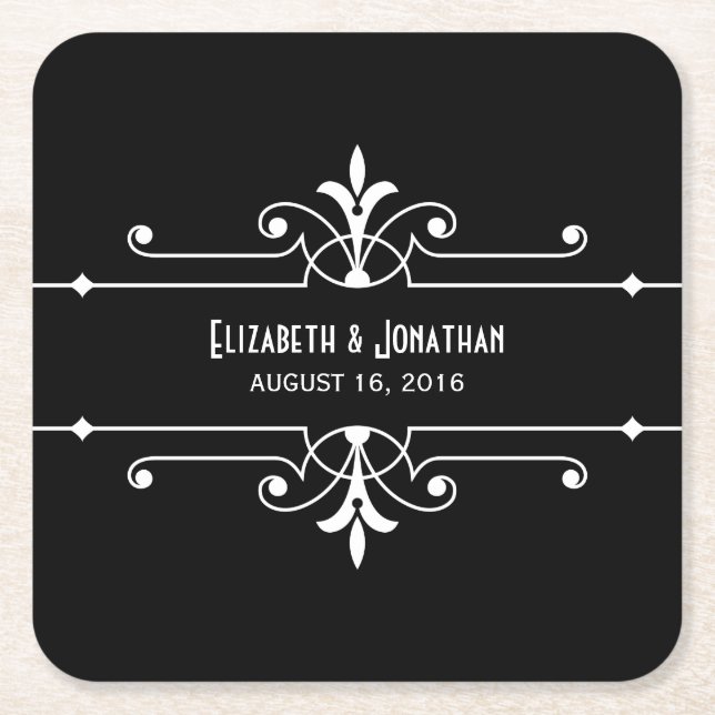 Ebony Fancy Ornamental Paper Coasters (Front)