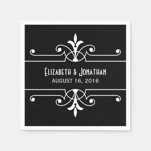 Ebony Fancy Ornamental Paper Napkins (Front)