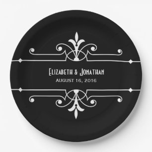 Ebony Fancy Ornamental Paper Plates