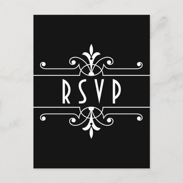 Ebony Fancy Ornamental RSVP Postcard (Front)