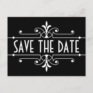 Ebony Fancy Ornamental Save the Date Postcard