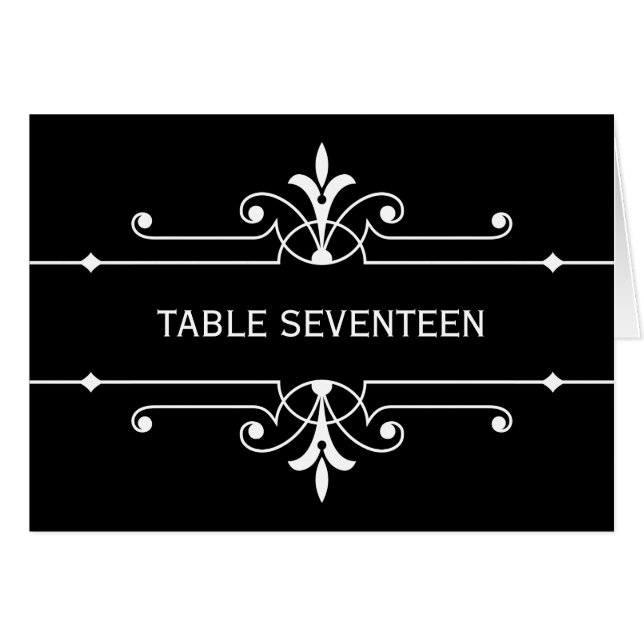 Ebony Fancy Ornamental Table Number Card (Front Horizontal)