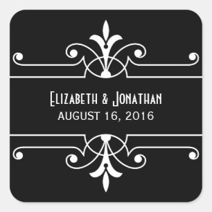 Ebony Fancy Ornamental Wedding Stickers