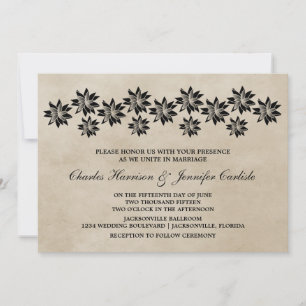 Ebony Floral Vintage Wedding Invitation