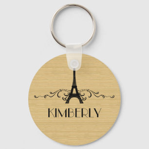 Ebony French Flourish Keychain