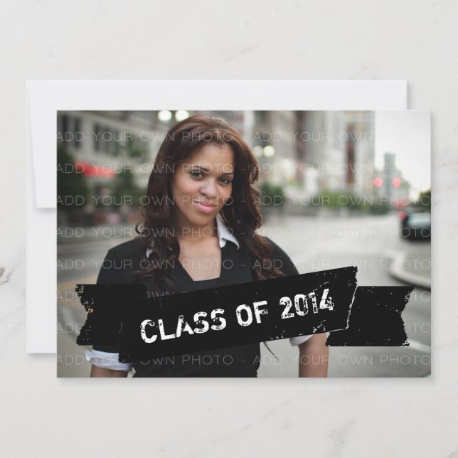 Ebony Grunge Banner Grad Invitation (Front)