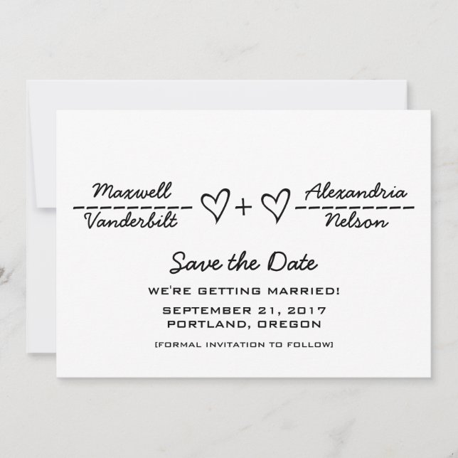 Ebony Heart Equation Save the Date Invite (Front)