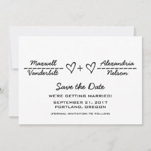 Ebony Heart Equation Save the Date Invite