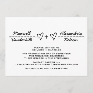 Ebony Heart Equation Wedding Invite