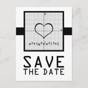 Ebony Heart Math Graph Save the Date Postcard