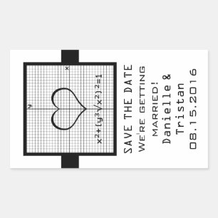 Ebony Heart Math Graph Save the Date Stickers