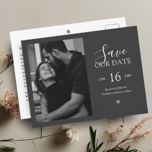 Ebony & Ivory Chic Minimal Save the Date Photo Postcard