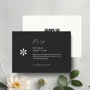 Ebony & Ivory   Chic QR Code Wedding RSVP Card