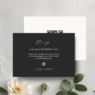 Ebony & Ivory Chic QR Code Wedding RSVP Card