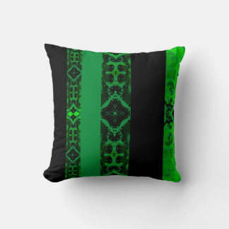 Ebony Lime Modern African Black & Green Geometric Cushion
