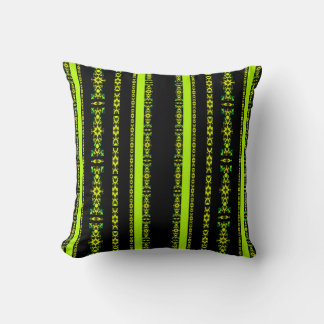 Ebony Lime Modern African Black & Green Geometric Cushion
