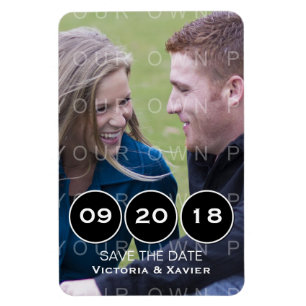 Ebony Modern Circles Photo Save the Date Magnet