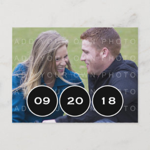 Ebony Modern Circles Photo Save the Date Postcard
